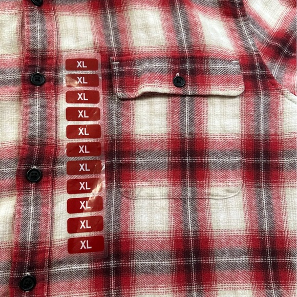 NWT Lucky Brand Men’s Flannel Plaid Shirt Size XL Classic Red and White Western - Picture 12 of 12